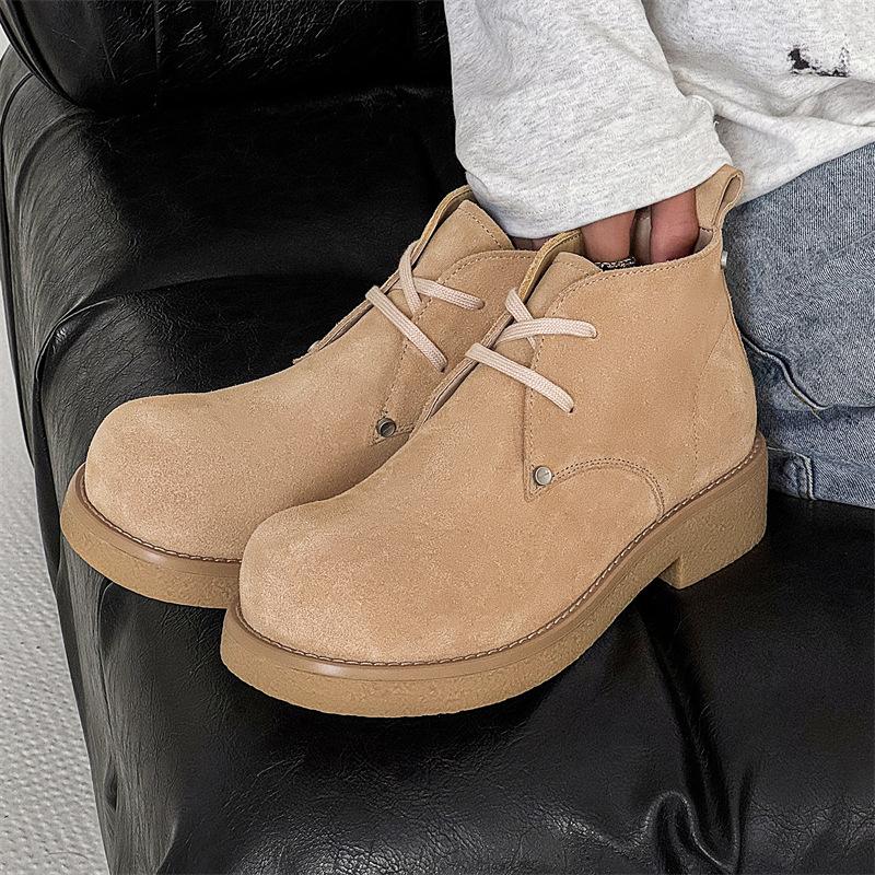 Mickey Round Head Martin Boots New Platform Heightening Big Head Derby Shoes Casual Shoes Short Boots