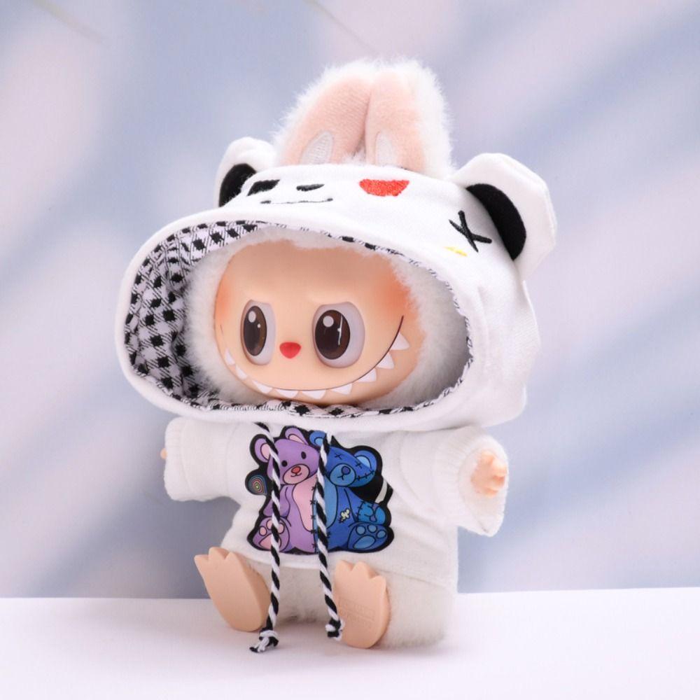 Jeans Sitting Labubu Time Cloth Funny Bear 17cm Plush Dolls Clothes  Kids Girls Toys