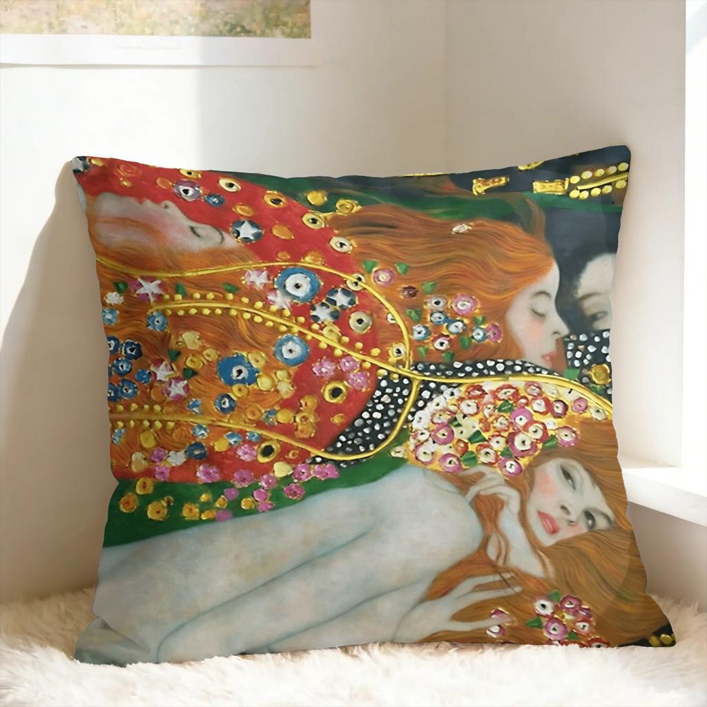 Gustav Klimt Kunst Kissenbezug Druck Kissenbezug Neuheit Kissenhülle für Sofa Couch Bett Wohnzimmer