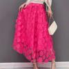 Lente en zomer driedimensionaal decoratief patch-splicing gaas dameskleding medium en lange rok rok met voering