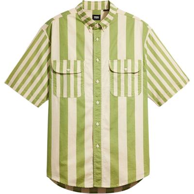 Levis Prosta Wygodna Wszechstronna Codzienna Koszula z Ostrym Kołnierzykiem Krótki Rękaw Męskie koszule Zielona A4329-0002