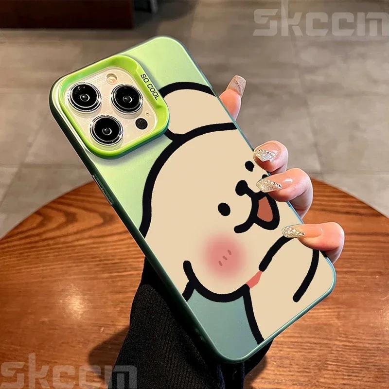 

Cute Puppy Electroplate Silver Phone Case For iPhone 11 12 13 14 15 16 Pro Max X XS XR 7 8 15 16 Plus Cartoon Couple Hard Cover iPhone XR