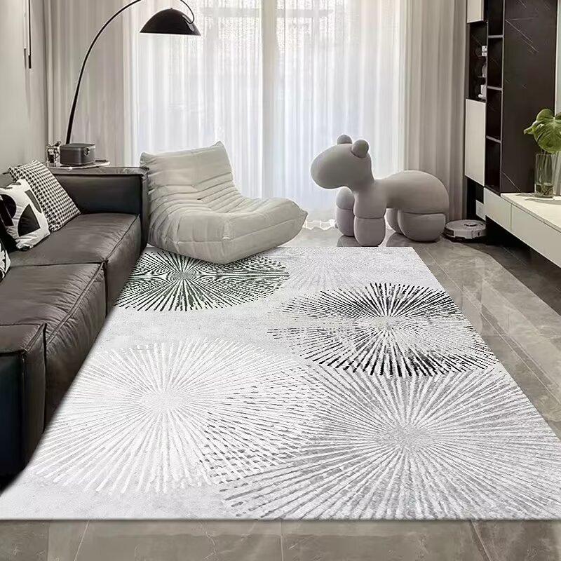 Light Luxury Abstract Living Room Crystal Velvet Carpet, Large Area Bedroom Full Of Floor Mats, Living Room Sand Coffee Table Carpet