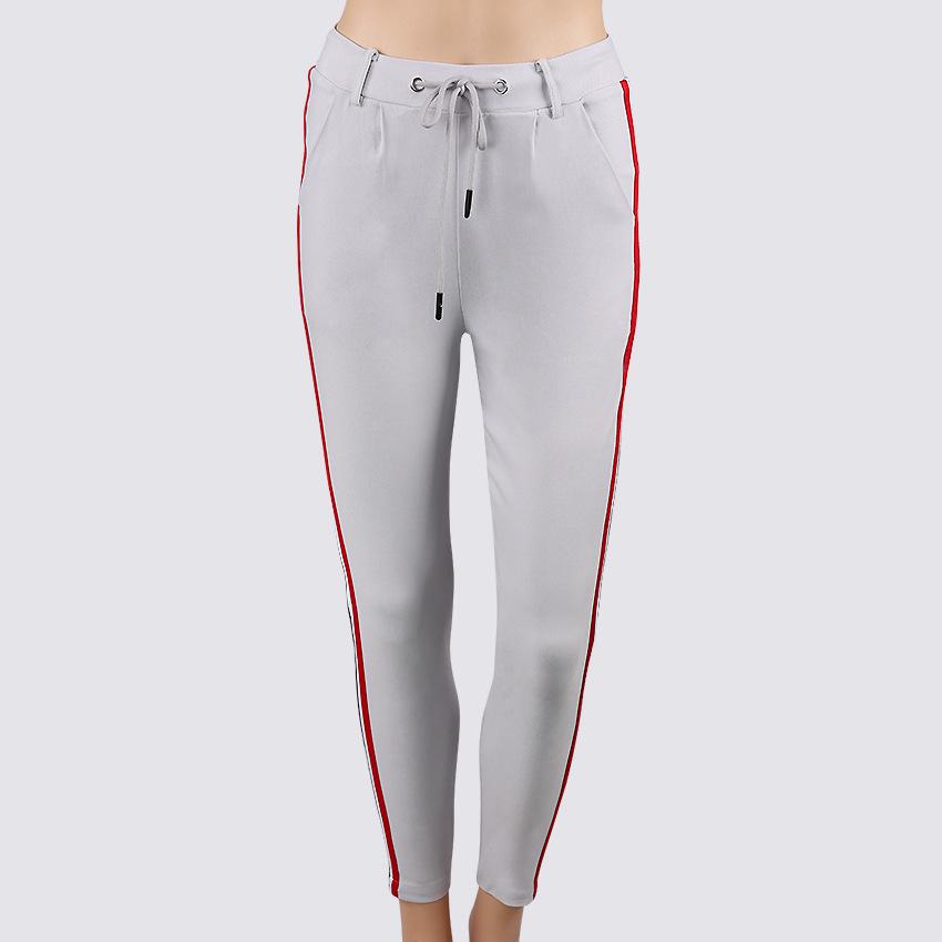 Women Side Stripe Retro Leggings Pants Ladies Vintage Elasitic Waist Ankle-Length Casual Trousers