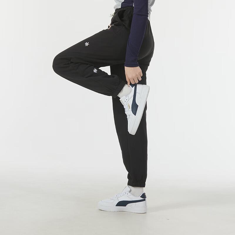 Puma Embroidered Drawstring Running Fitness Knit Pants Women Bottoms Black 625810-01