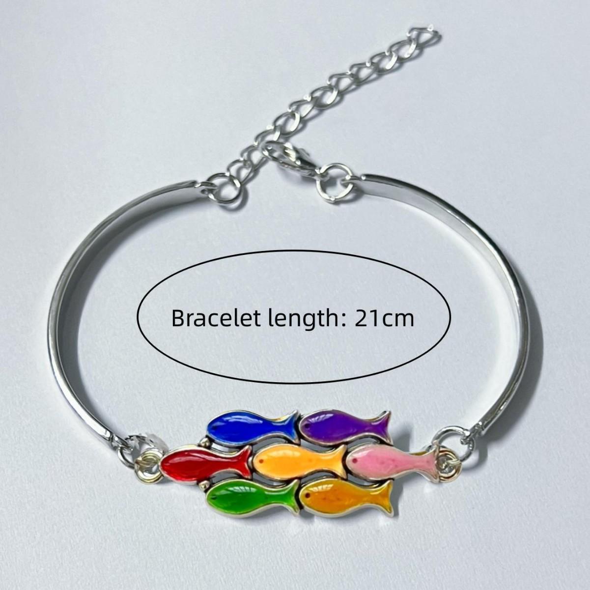 

Fashion Dopamine Cute Colorful Shoal of Fish Necklace Bracelet for Women Summer Creative Personality Jewelry Accessories Gifts