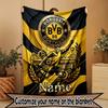 Personalisierte Borussia Dortmund Bvb Decke mit individuellem Namen, Heimdekoration, Schlafzimmer, Sofa, Camping, Couch, Geschenke für Geburtstag Weihnachten