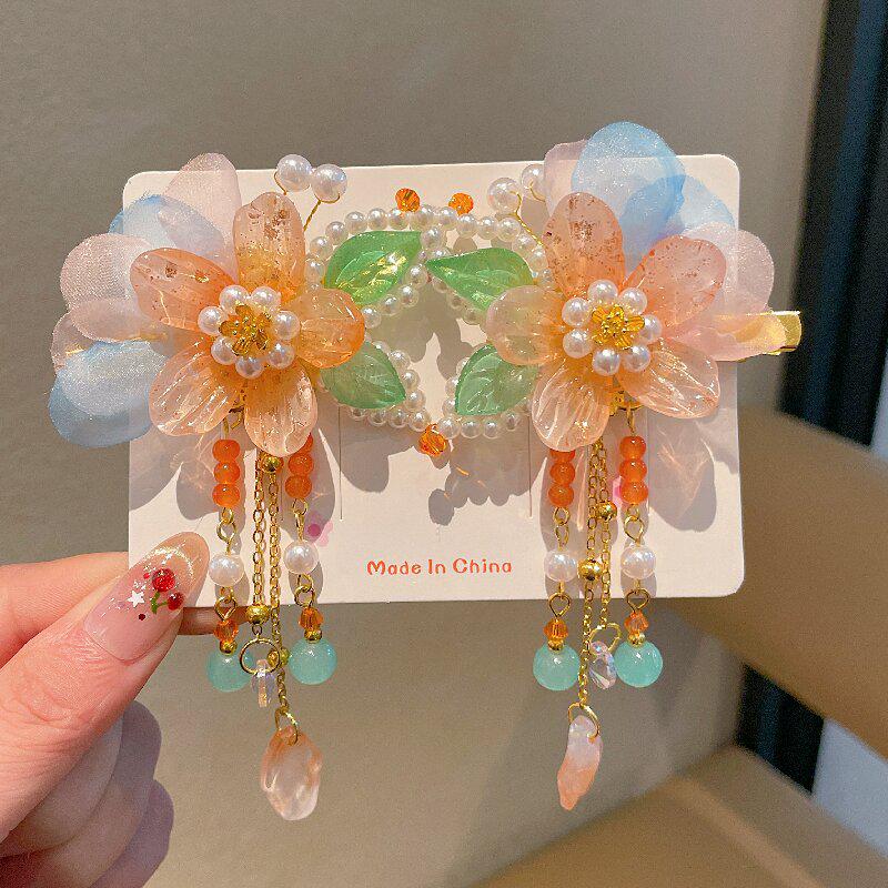 Girls' Hanfu Hair Accessories: Princess Tassels, Flowers & Butterflies Clips