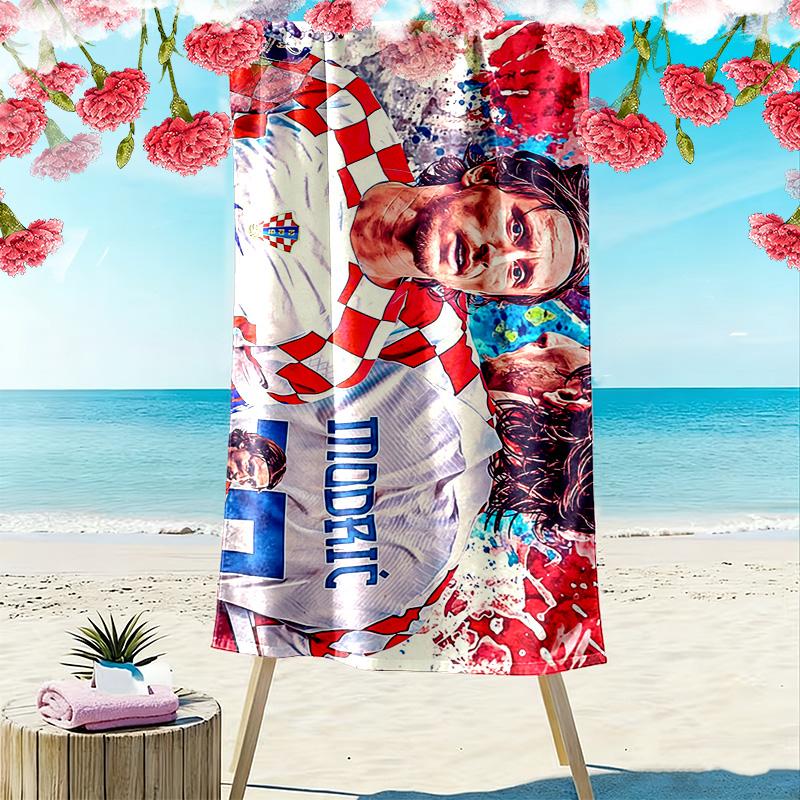 Luka Modrić Print Beach Towel, Large Soft Quick Dry Towel for Beach Camping Swimming