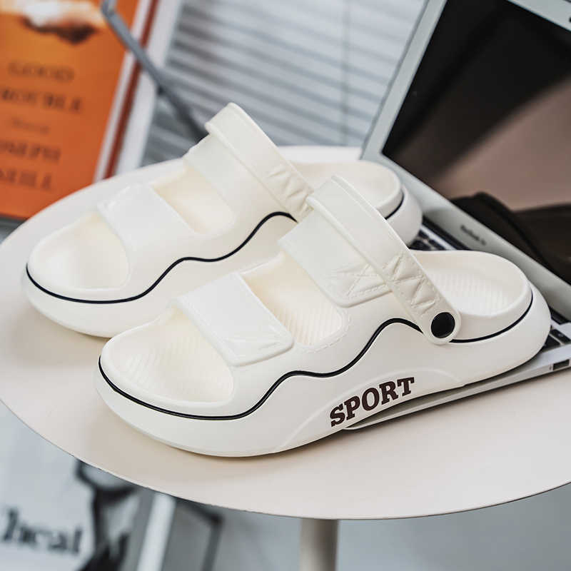 Fashion Round Nose Anti-slip Gentlemen Sandals Outdoor Slipper Men's Sports White Shoes Daily Sneakers Outing Trendy Sapateneis