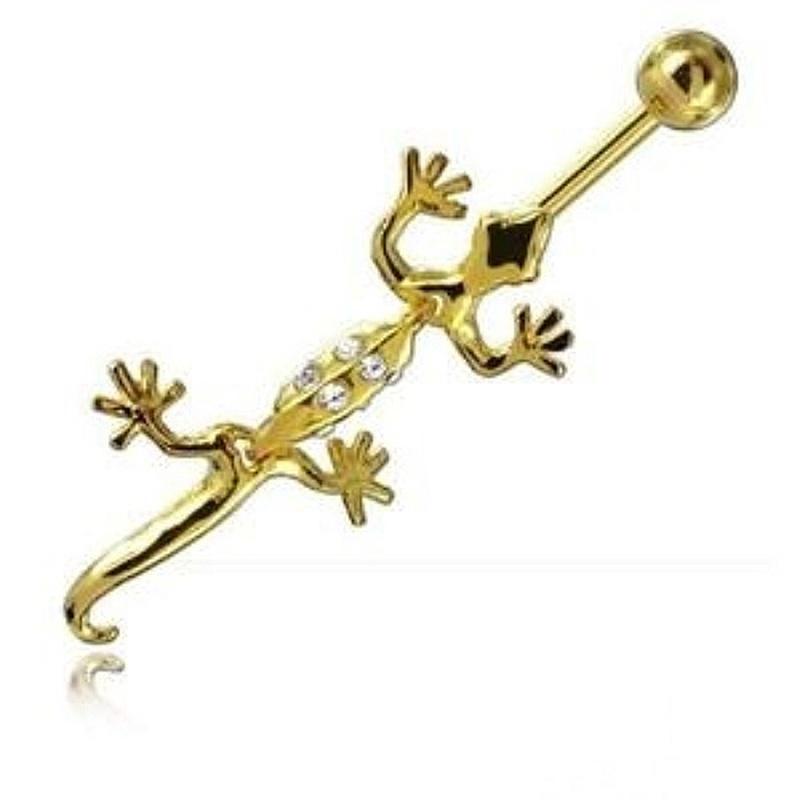 KODY PIERCING 18K Gold Plated Piercing Belly Button Salamander 8mm - Quality Piercing