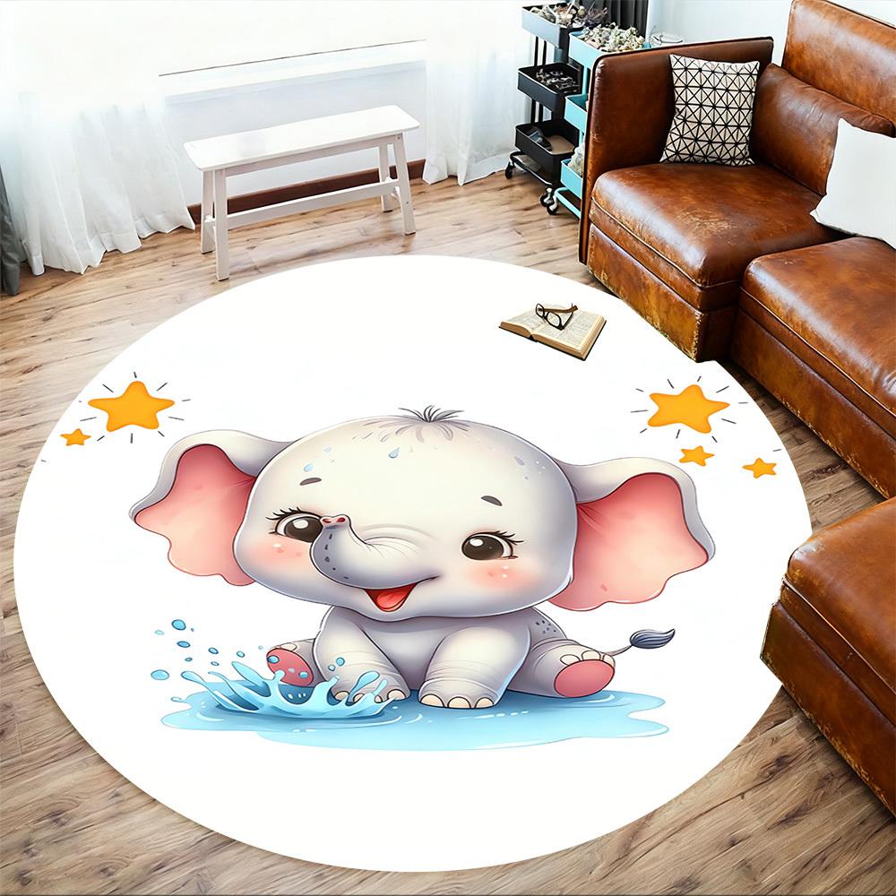 1pc baby elephant water Round Chair mat Area Rug - Non-Slip, Floor Mat for Office, Bedroom, and Indoor Decor c1118080
