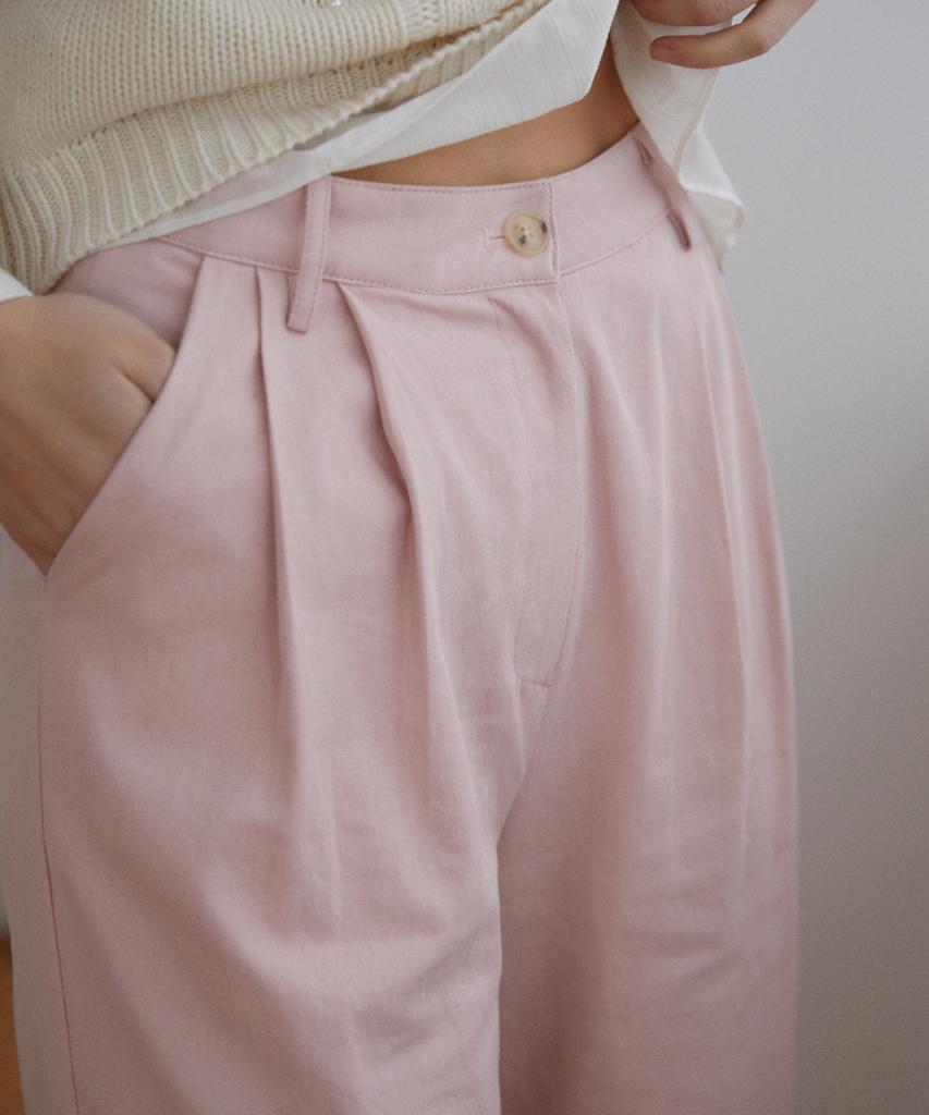 WIOE Pintuck Cotton Wide Pants_Pink