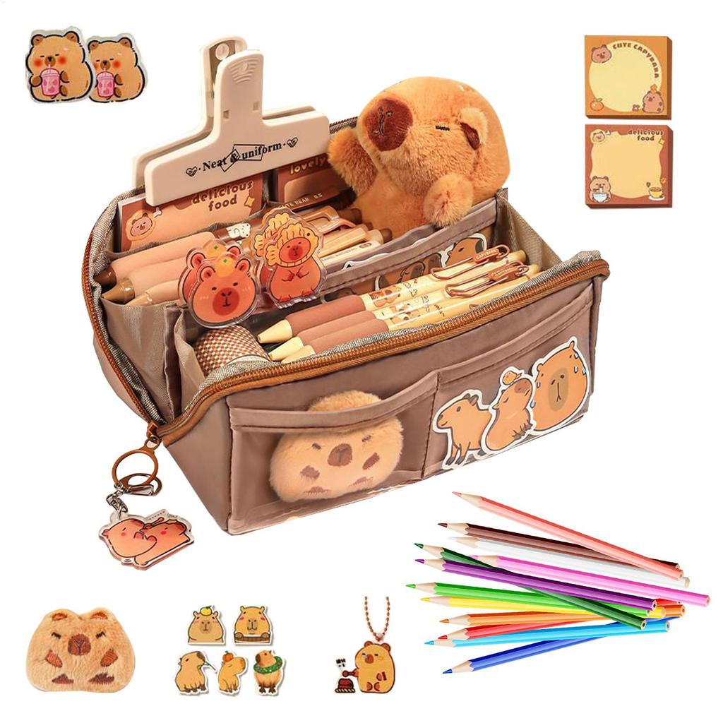 Capybara Pencil Bag Capybara Pencil Bag Holder Portable Large Pencil Pouch Makeup Bag with Wide Opening Mouth for Cosmetic