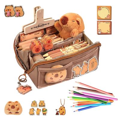 Capybara Pencil Bag Capybara Pencil Bag Holder Portable Large Pencil Pouch Makeup Bag with Wide Opening Mouth for Cosmetic