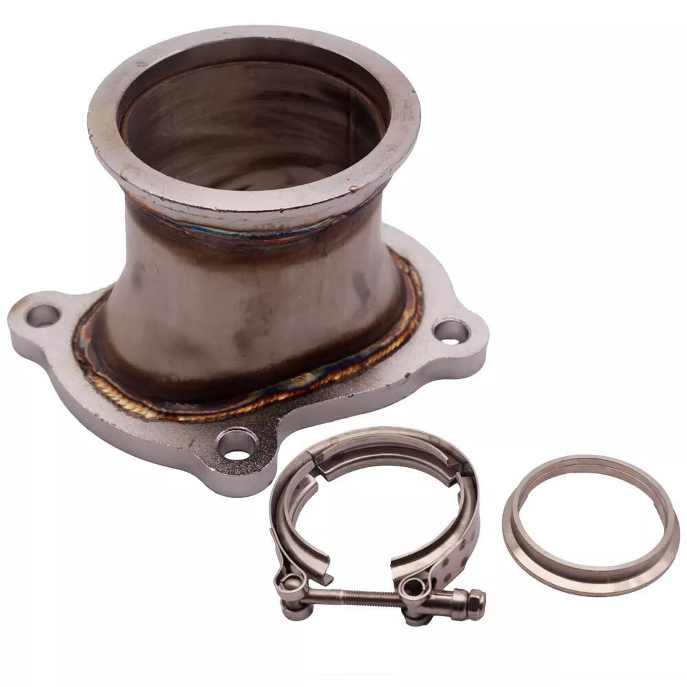 Stainless Steel CT26 Downpipe Turbocharger Flange 4 Bolt 3 V Band Conversion Adaptor for Toyota серебряный