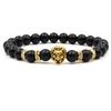 Natural Lava Stone Beaded Bracelet Leopard Head Pendant Reiki Healing Buddha Prayer Yoga Bracelet for Men Women