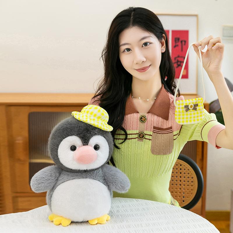 Satchel Penguin Squad Plush Toy Cute Hat Penguin Doll Doll Children Sleeping Pillow