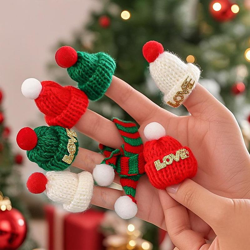 Christmas Hat Cute Mini Red Woolen Hat Hairpin Hair Accessories Wine Bottle Hat Christmas Dress Decoration