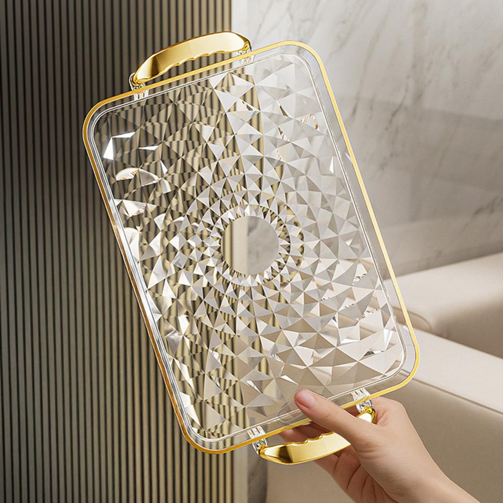 Edge Tray Transparent Serving Tray Serving Tray with Handles Fruit Dessert Platter Stackable Kitchen Organizer Decorative