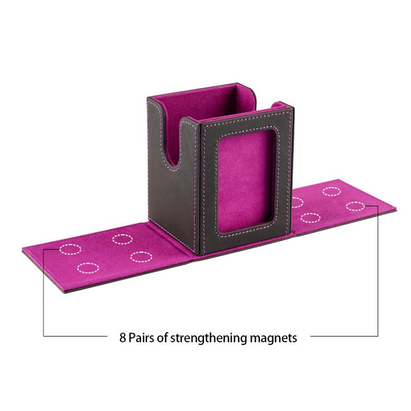 MTG Card Deck Box with Display Window, Trading Card Storage Box, Can Hold 120 + Single Sleeved Cards, Magnetic PU Leather Box