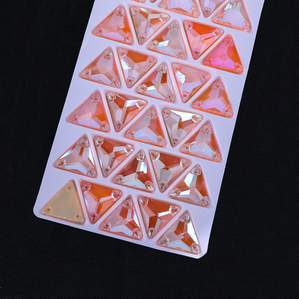 Neon Fluorescent Triangle Hand-Sewn Drill, Glass Rhinestone Flat Buckle Diy Accessories Clothing Wedding Materials Accessories