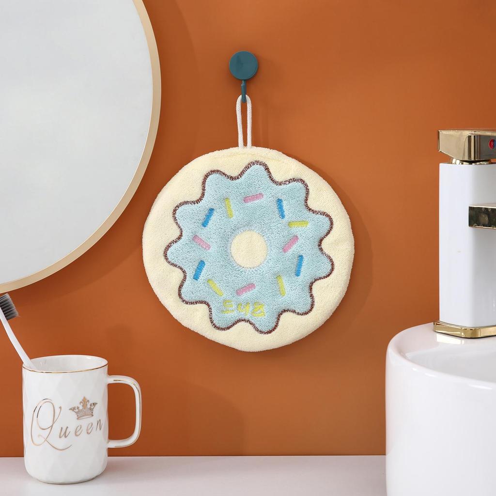 Cartoon Cheese Design Coral Fleece Hand Towel - Absorbent & Thick for Bathroom/Kitchen