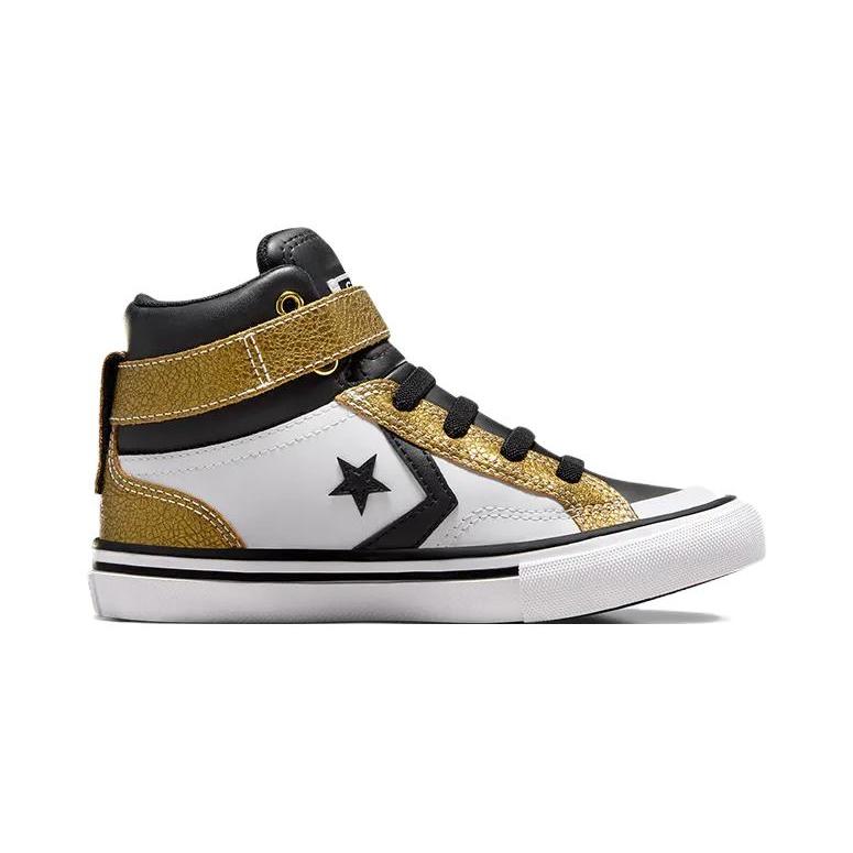 New Converse Pro Blaze Strap High Top Children's Basketball Shoes Black Gold White Children Aged 3 7 Years Old A05523C