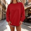 Damen Lässiger Farbkragen Langarm Lockerer Pullover Sweatshirt Top