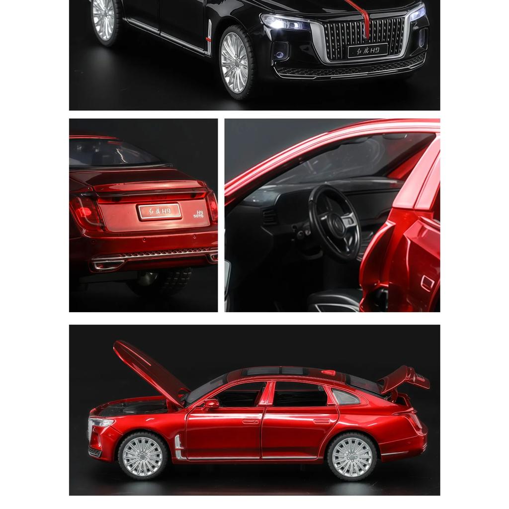 1/32 Hong Qi H9 Alloy Luxy Car Model Diecast Toy Vehicles Metal Car Model High Simulation Sound Light Collection Childrens Gifts