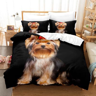 Cute White Dogs Bedding Set Lovely Puppy Husky Comforter Set King Queen Size Duvet Cover Set with Pillowcase Bed Linen for Girls