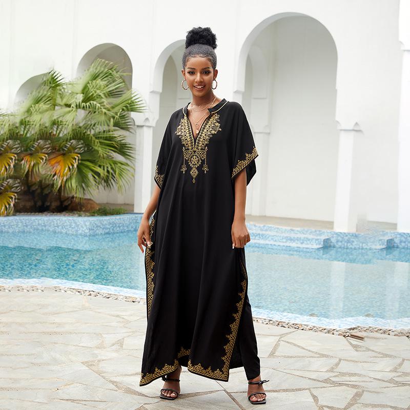 Evropský a americký styl vyšívaný rayonový plážový přehoz župan pro ženy