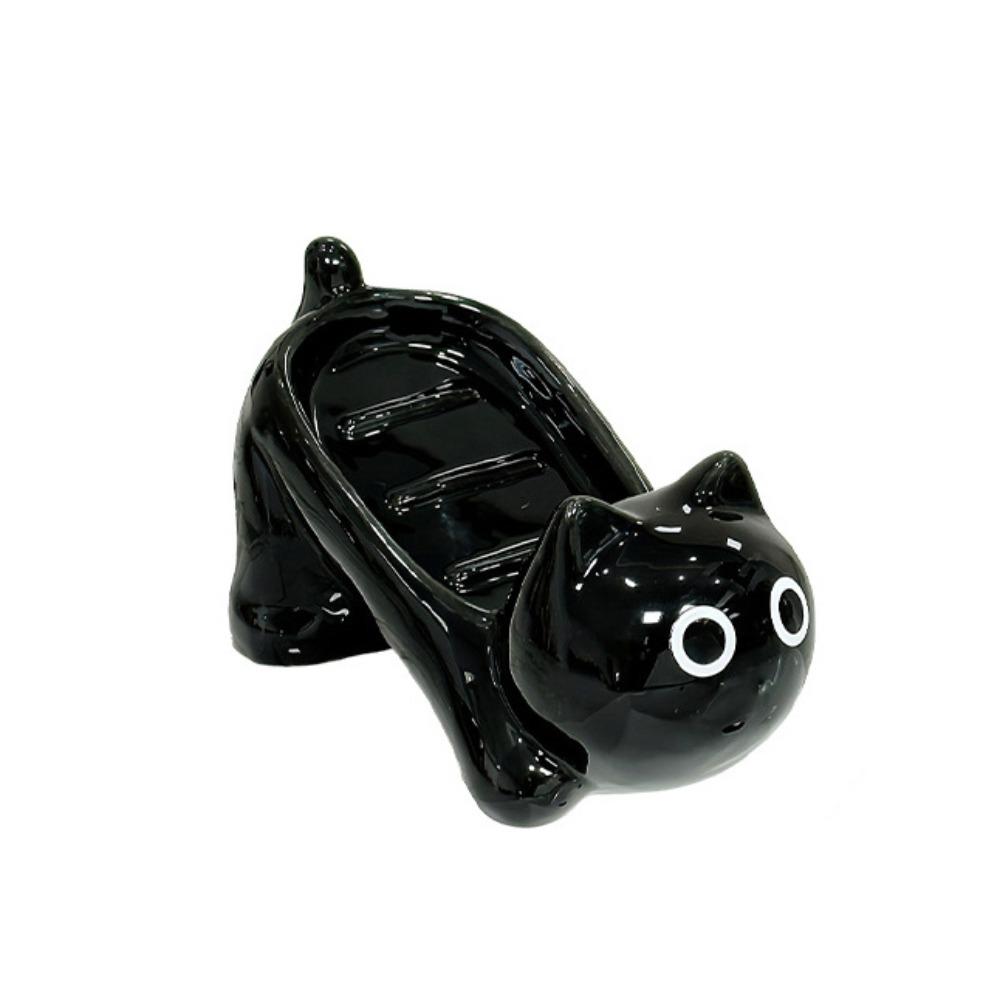 Cute Cat Soap Box Ceramic Bathroom Storage Rack Tray Container Soap Dish  Drainage Rack
