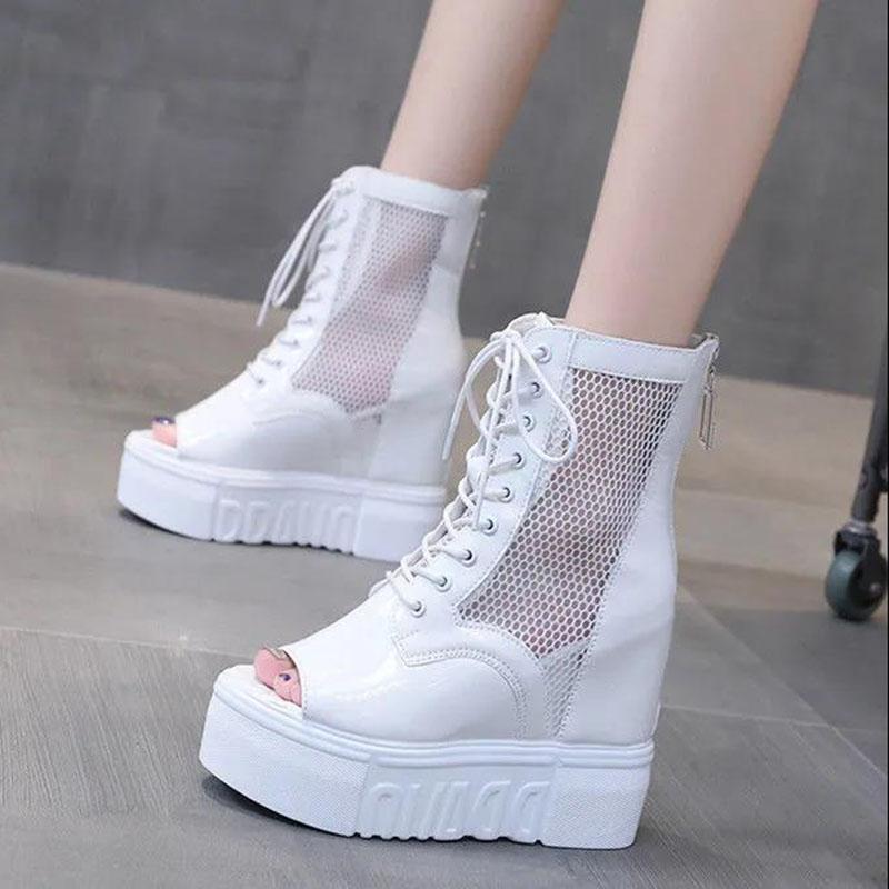 Sandalias Pendiente Tacón Grueso Fondo Interno Aumento De Zapatos de Mujer  Primavera Verano Blanco Red Botas Pez Boca Sandalias comprar a buen precio  — entrega gratuita, reseñas reales con fotos — Joom
