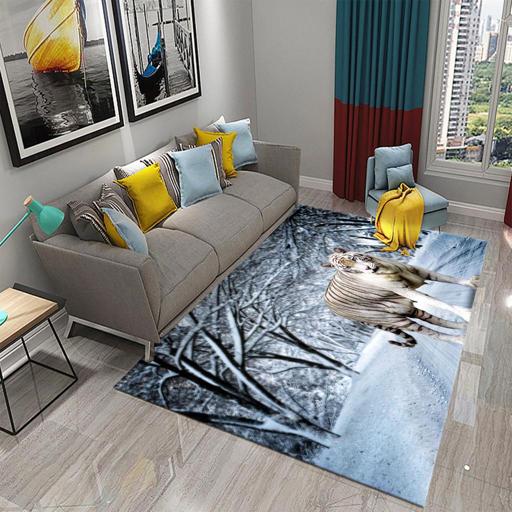 3D Tiger Pattern Carpet Cute Wild Animal Print Large Carpet for Living Room Bathroom Bedroom Entrance Mat Anti-Slip Carpet Decor