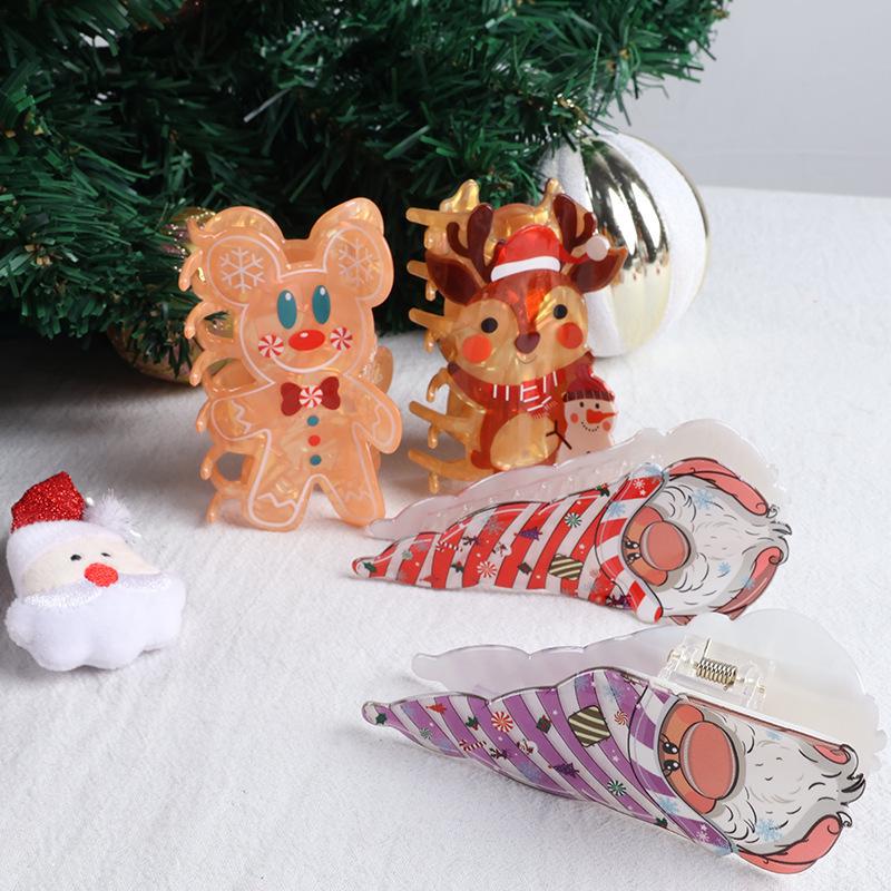 New Series: Christmas Hair Clips - Gingerbread Man Claw, Christmas Tree Shark, Candy Cane Hair Accessories