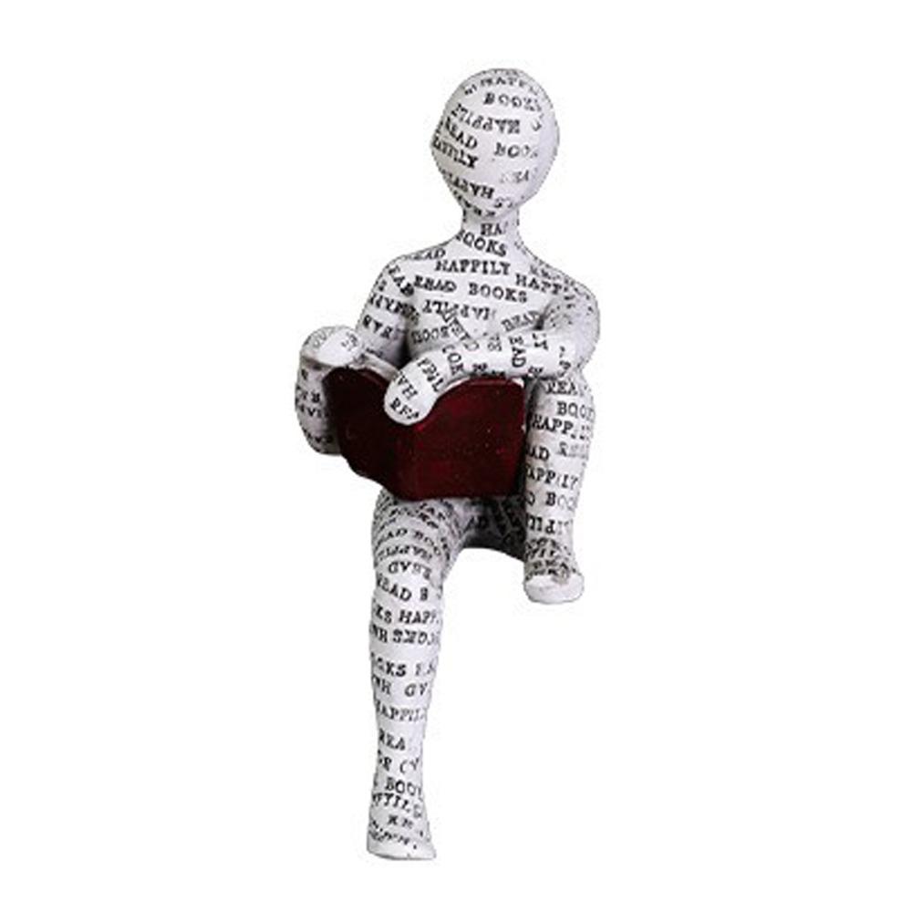 Simple Abstract Reading Character Carving Minimalist Book Lover Sculpted Figurine Sitting B