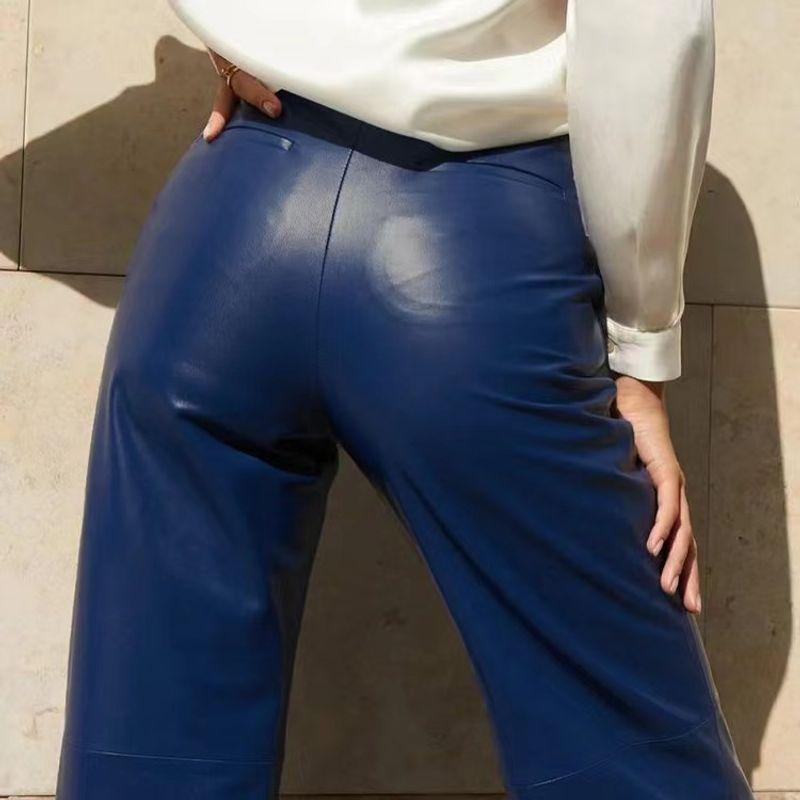 Fashion Wind Autumn New Arrival Fashion High Elastic Casual Wide Leg PU Leather Pants Fashion Pu Casual Pants