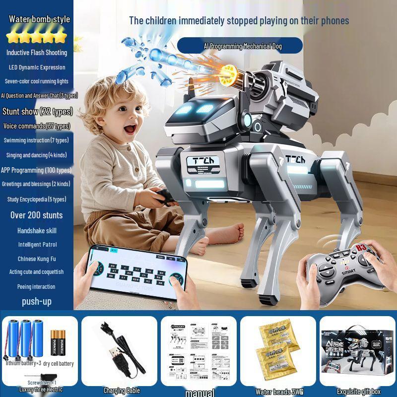 Smart AI Robot Dog Toy - Programmable Mechanical Pet with Remote Control for Children's Day Gift.