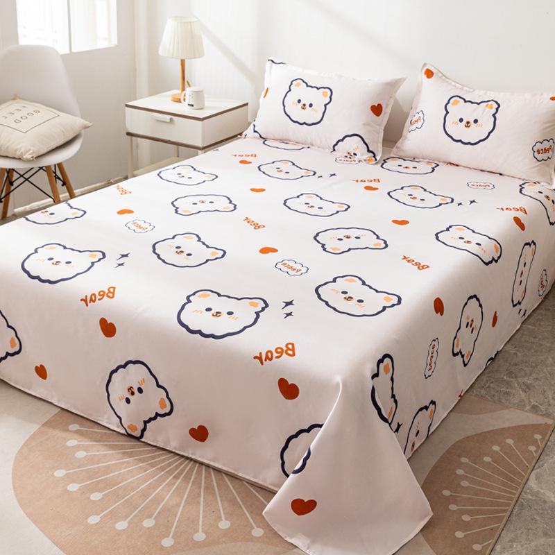 Winter Single Bed Sheet and Quilt Cover Set - 1.5m, Washed Cotton, Includes Pillowcase, Dormitory Style