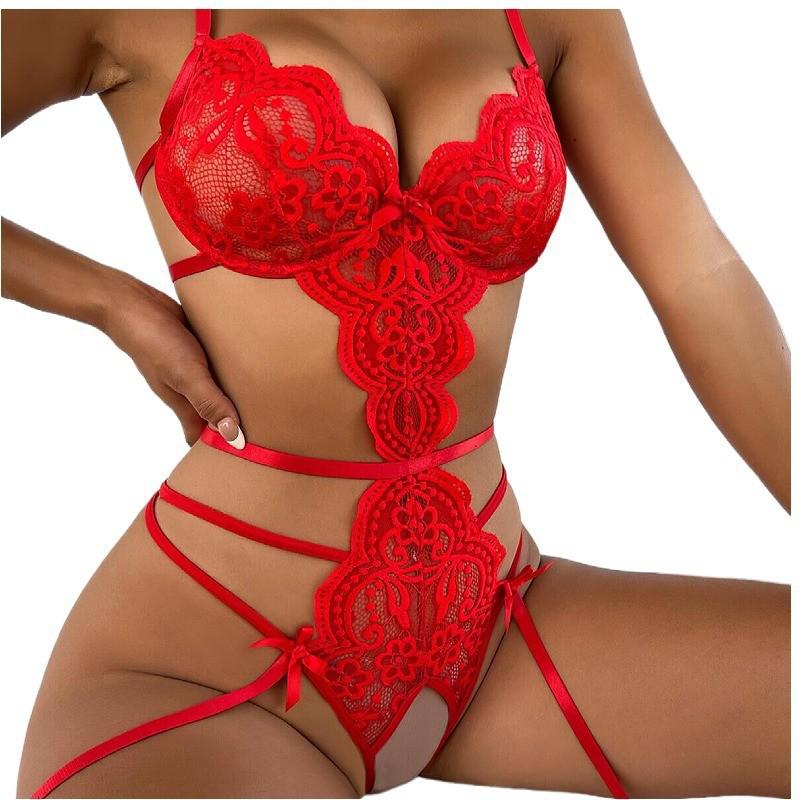 European & American Lace Transparent Bodysuit Sexy Nightgown