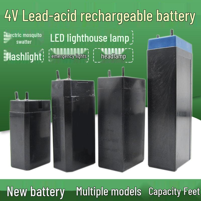 Rechargeable 4V Lead-Acid Battery Electric Mosquito Swatter, LED Desk Lamp, Headlamp, Flashlight - Black