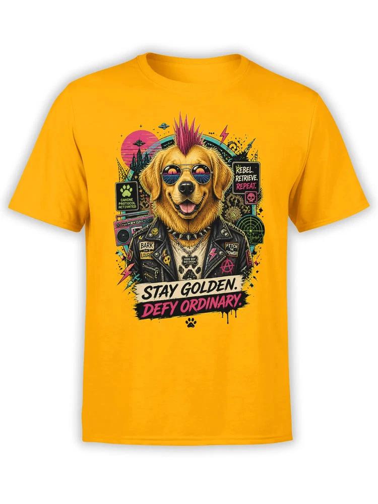 Neon Punk Pup Golden Retriever Tshirt Unisex S