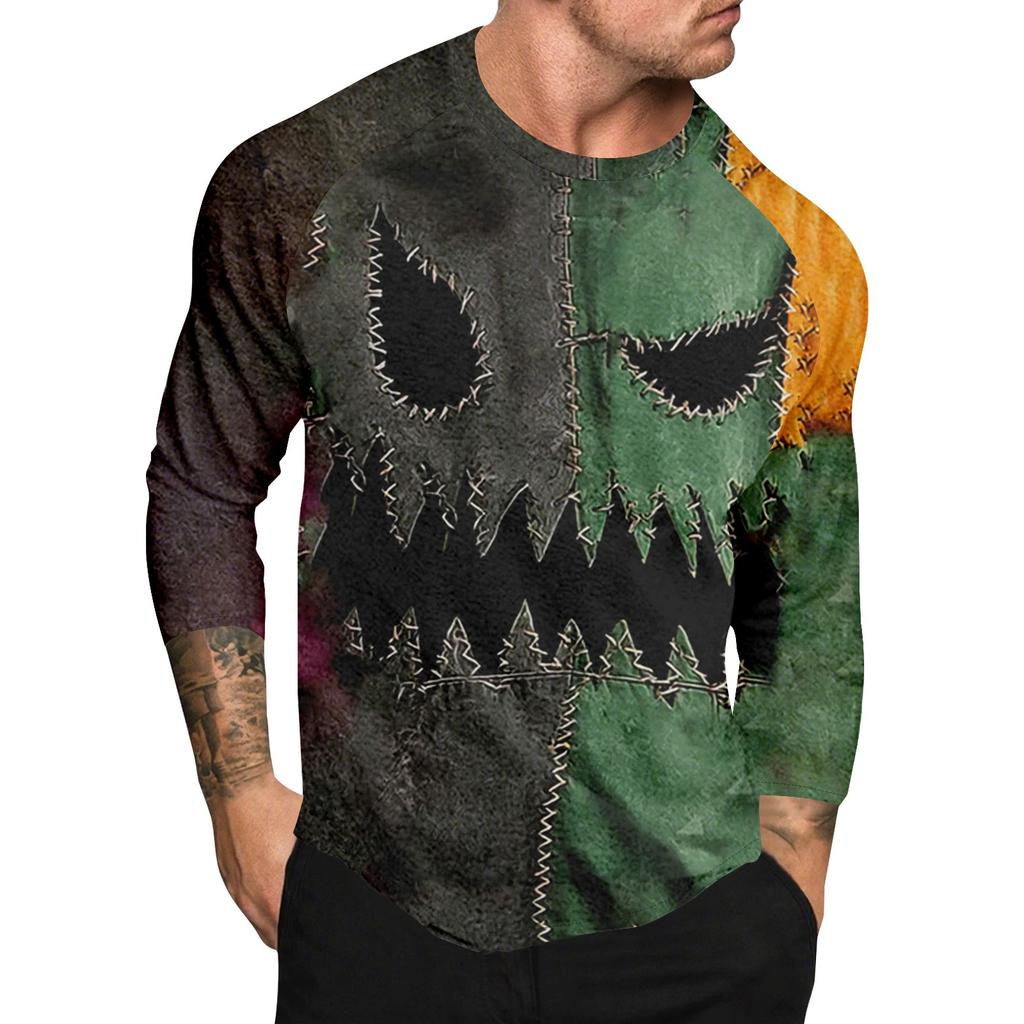 Halloween Print Raglan Sleeve Men's Long Sleeve Top