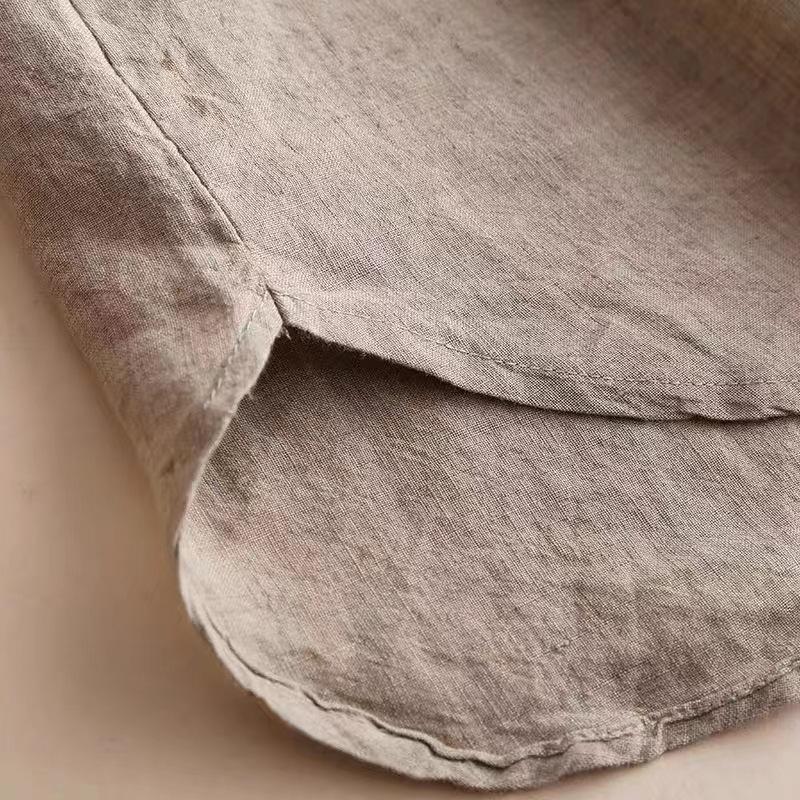 Women Summer Cotton Linen Shirts Vintage Blouses Autumn Casual Solid Color Shirt Sleeve Simple Loose Shirts