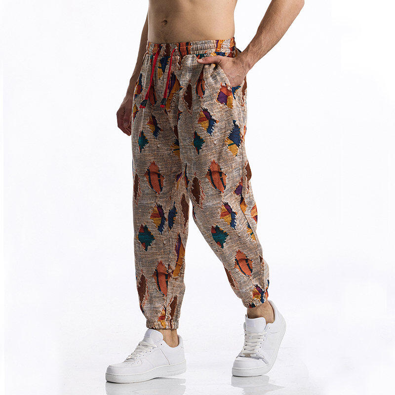 Pantaloni Casual da Uomo Estate Autunno Pantaloni con Stampa Farfalle Vestibilità Larga Vita Elastica con Coulisse Alla Moda e Comodi