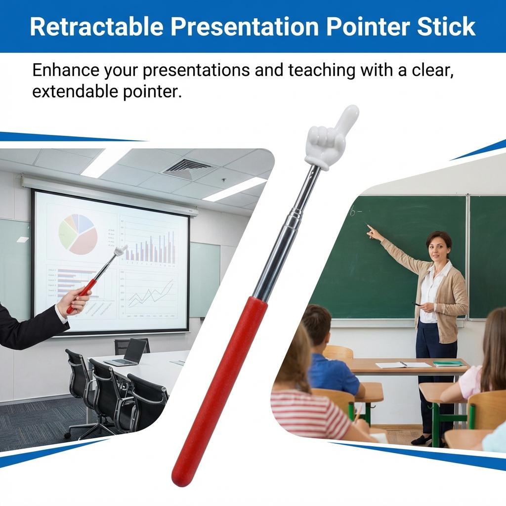 Retractable Reading Pointer Sticks for Kids Teachers Classroom Teaching Tool with Anti-Slip Handle Lightweight Design