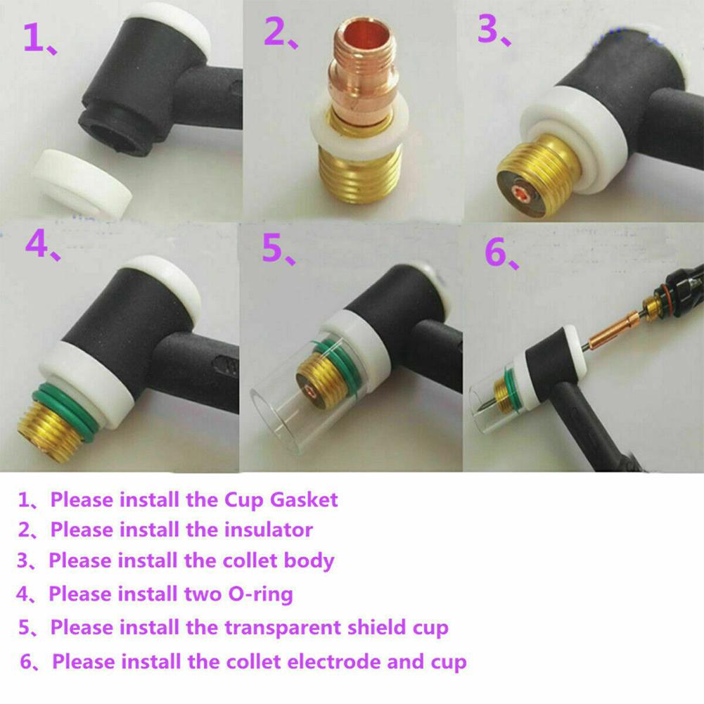 Glass Welding Cups TIG Gas Lens Kit For TIG Welding Professional Welding Projects Kit Welding Nozzle Short Gas Lens Chucks