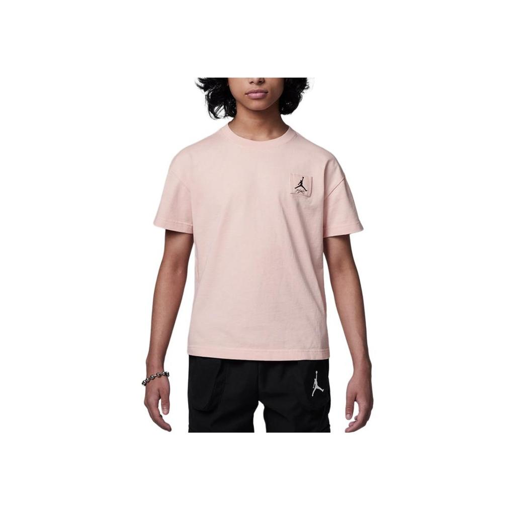 Jordan Flight Essentials Solid Color Small Logo Crew Neck Pullover Soft Comfortable Casual Sports Short Sleeve T-Shirt Kids Tops HM4744-674