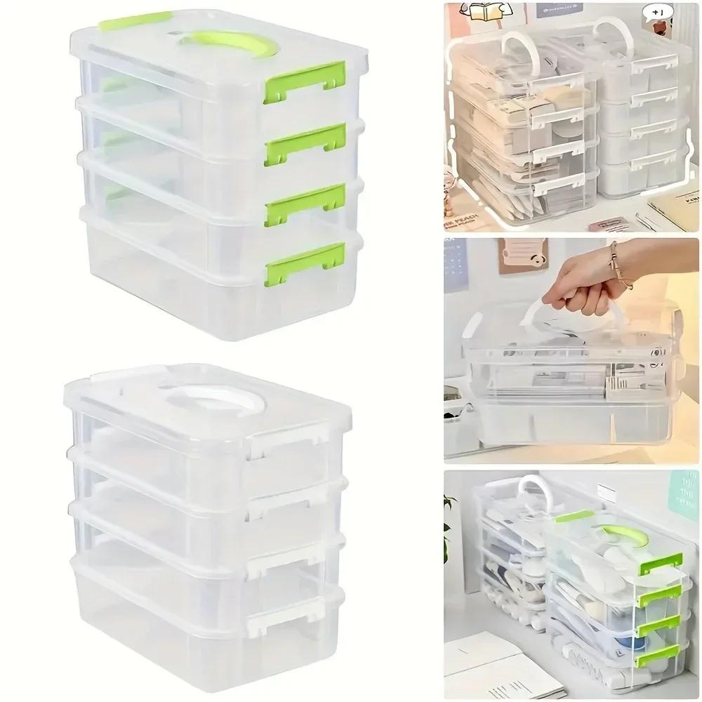 Non-Toxic Building Blocks Storage Box Transparent Visibility Tool Classification Boxes Moisture-Proof Grid Drawer Stackable Storage Casket